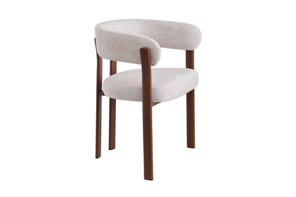 Chaise avec accoudoirs SAFYA Noyer - détail assise tissu Beige