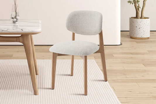 Chaise en Bois de Chêne Claire avec l'assise en tissu couleur Beige KAYA - 48 x 59cm ROUSSEAU