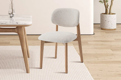 Chaise en Bois de Chêne Claire avec l'assise en tissu couleur Beige KAYA - 48 x 59cm ROUSSEAU