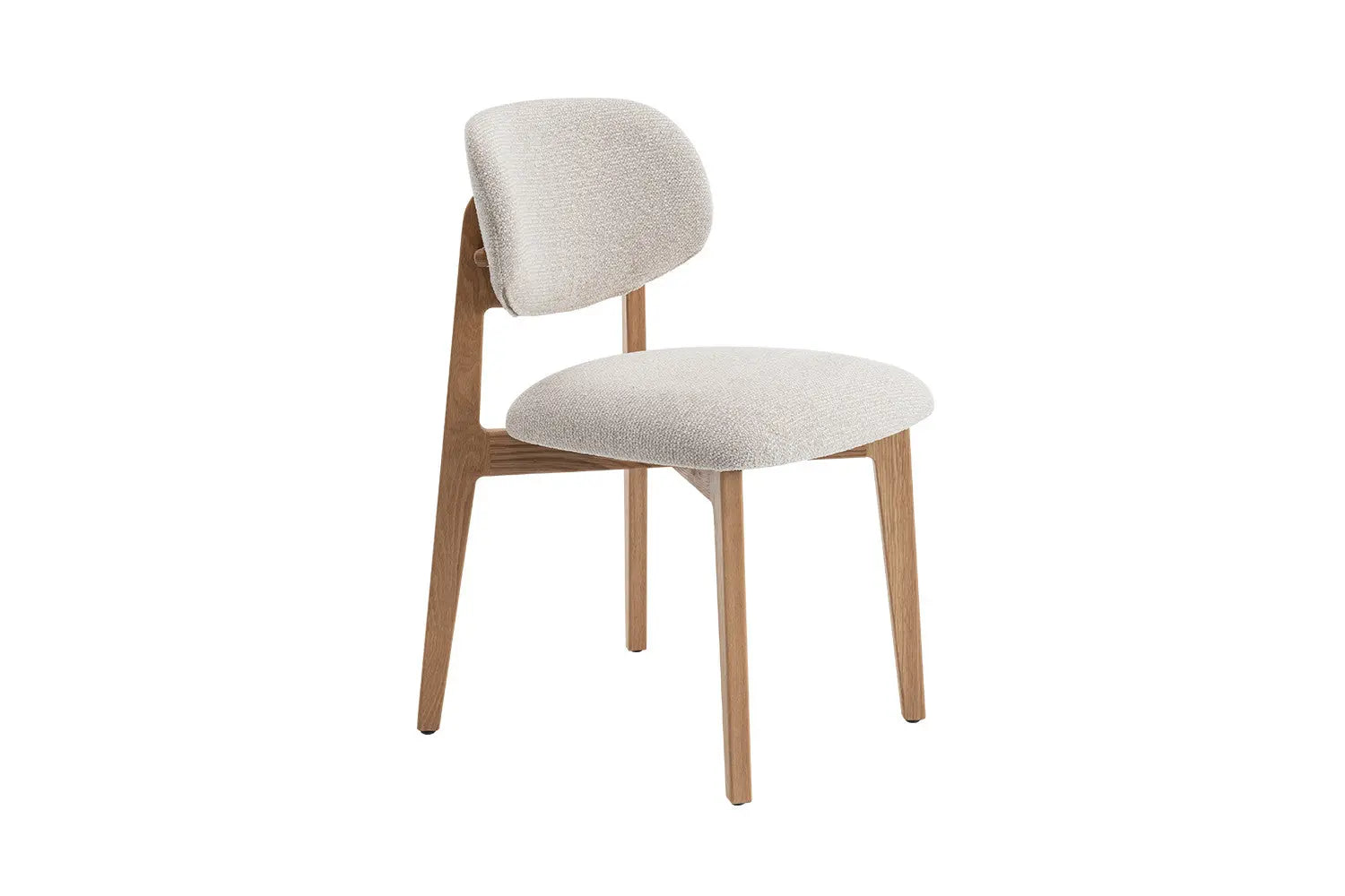 Chaise en Bois de Chêne Claire avec l'assise en tissu couleur Beige KAYA - 48 x 59cm ROUSSEAU