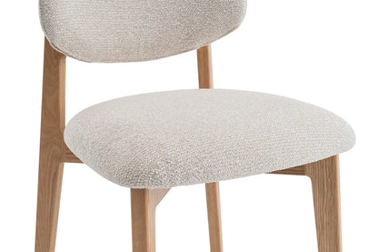 Chaise en Bois de Chêne Claire avec l'assise en tissu couleur Beige KAYA - 48 x 59cm ROUSSEAU