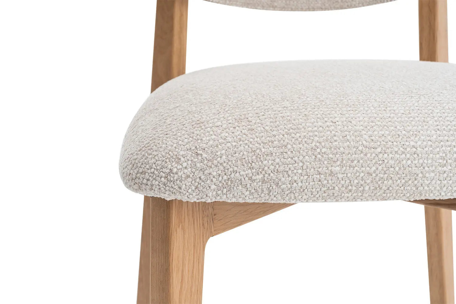 Chaise en Bois de Chêne Claire avec l'assise en tissu couleur Beige KAYA - 48 x 59cm ROUSSEAU
