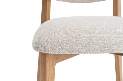 Chaise en Bois de Chêne Claire avec l'assise en tissu couleur Beige KAYA - 48 x 59cm ROUSSEAU