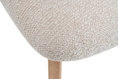 Chaise en Bois de Chêne Claire avec l'assise en tissu couleur Beige KAYA - 48 x 59cm ROUSSEAU