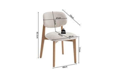 Chaise en Bois de Chêne Claire avec l'assise en tissu couleur Beige KAYA - 48 x 59cm ROUSSEAU