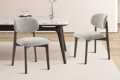 Chaise en Bois de Chêne foncé avec l'assise en tissu couleur Sable KAYA - 48 x 59cm ROUSSEAU