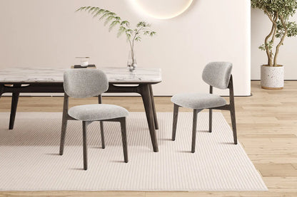 Chaise en Bois de Chêne foncé avec l'assise en tissu couleur Sable KAYA - 48 x 59cm ROUSSEAU