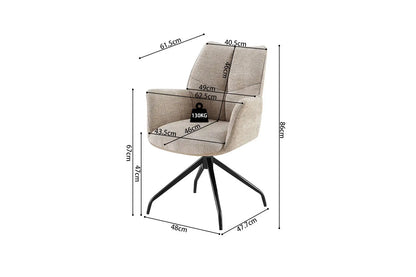 Chaises Pivotantes de Salle à Manger LAMYA Sable - 86 x 52.5 cm ROUSSEAU