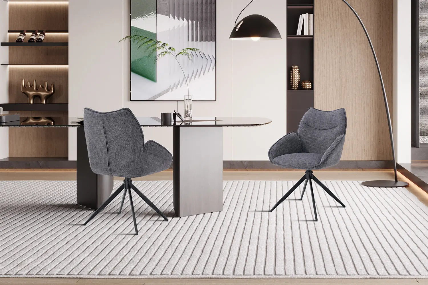 Chaises Pivotantes de Salle à Manger MAHY Gris Foncé - 90 x 60 cm ROUSSEAU