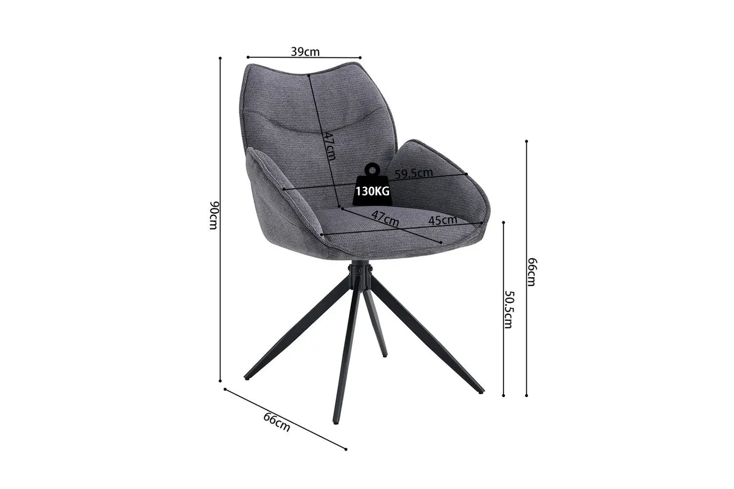 Chaises Pivotantes de Salle à Manger MAHY Gris Foncé - 90 x 60 cm ROUSSEAU