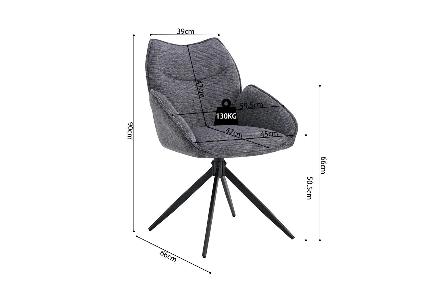 Chaises Pivotantes de Salle à Manger MAHY Gris Foncé - 90 x 60 cm ROUSSEAU