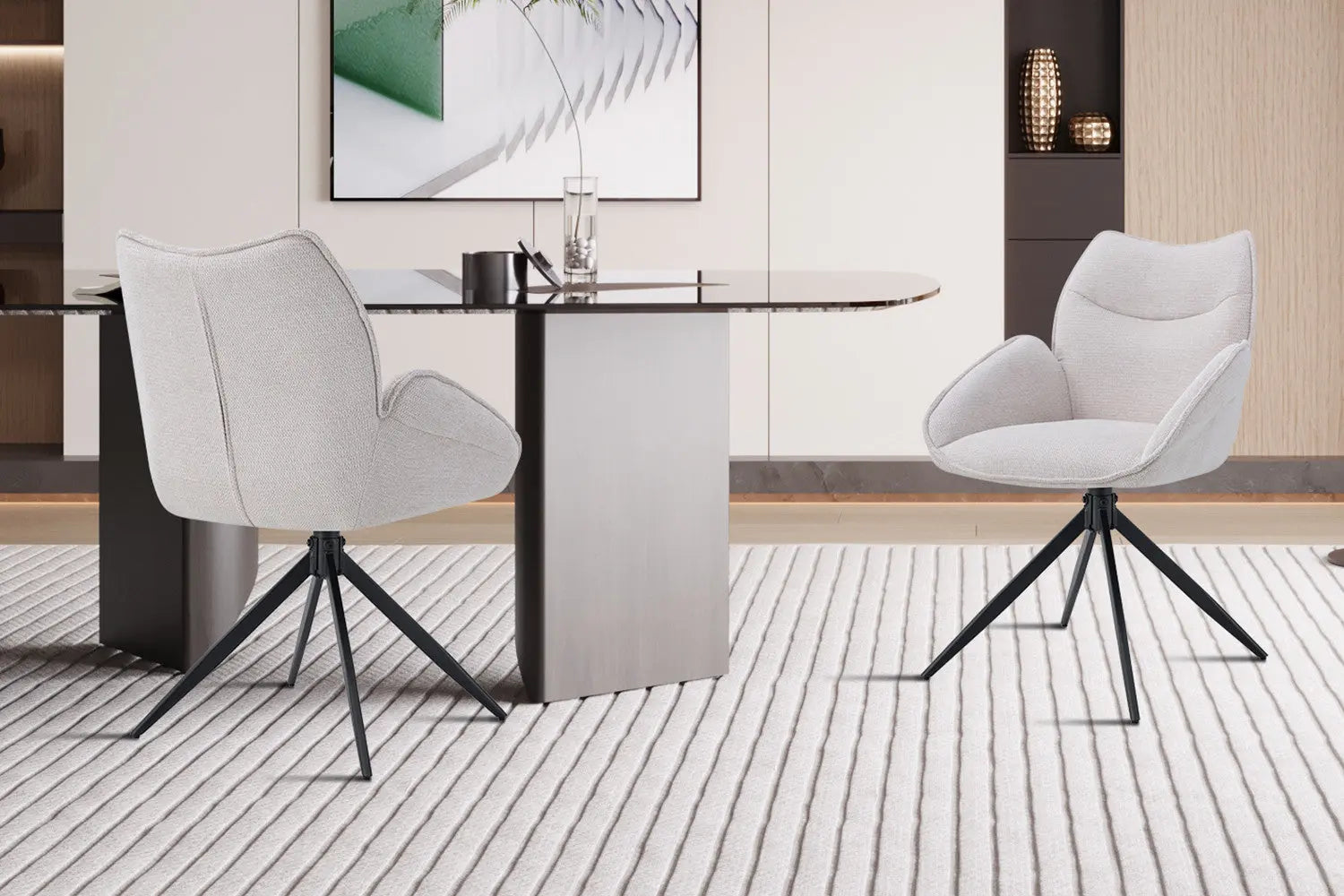 Chaises Pivotantes de Salle à Manger MAHY Sable - 90 x 60 cm ROUSSEAU