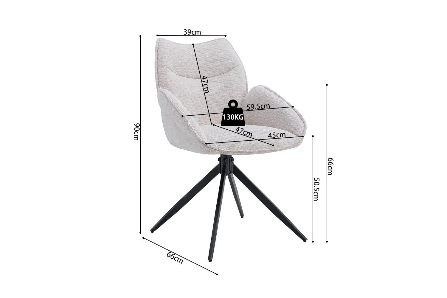 Chaises Pivotantes de Salle à Manger MAHY Sable - 90 x 60 cm ROUSSEAU