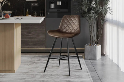 Lot de Chaises de Bar ALYCANTE en PU Brun Foncé - 49 x 56 cm ROUSSEAU