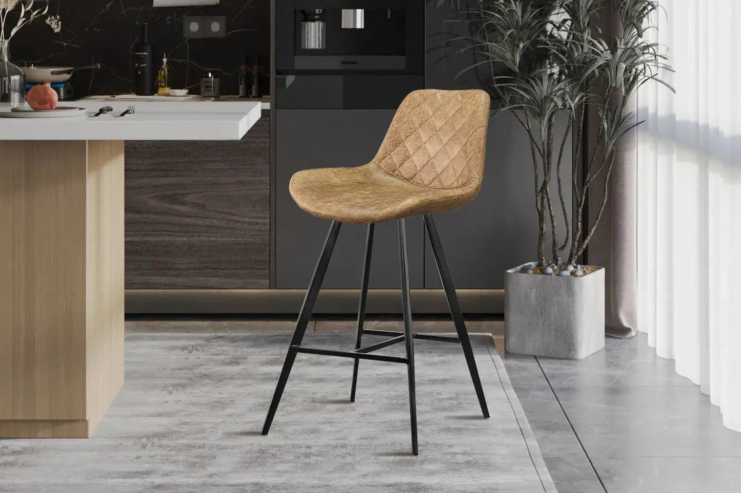 Lot de Chaises de Bar HINAYA en Tissu Velours Côtelé Gris Foncé - 54 x 59 cm (Copie) ROUSSEAU