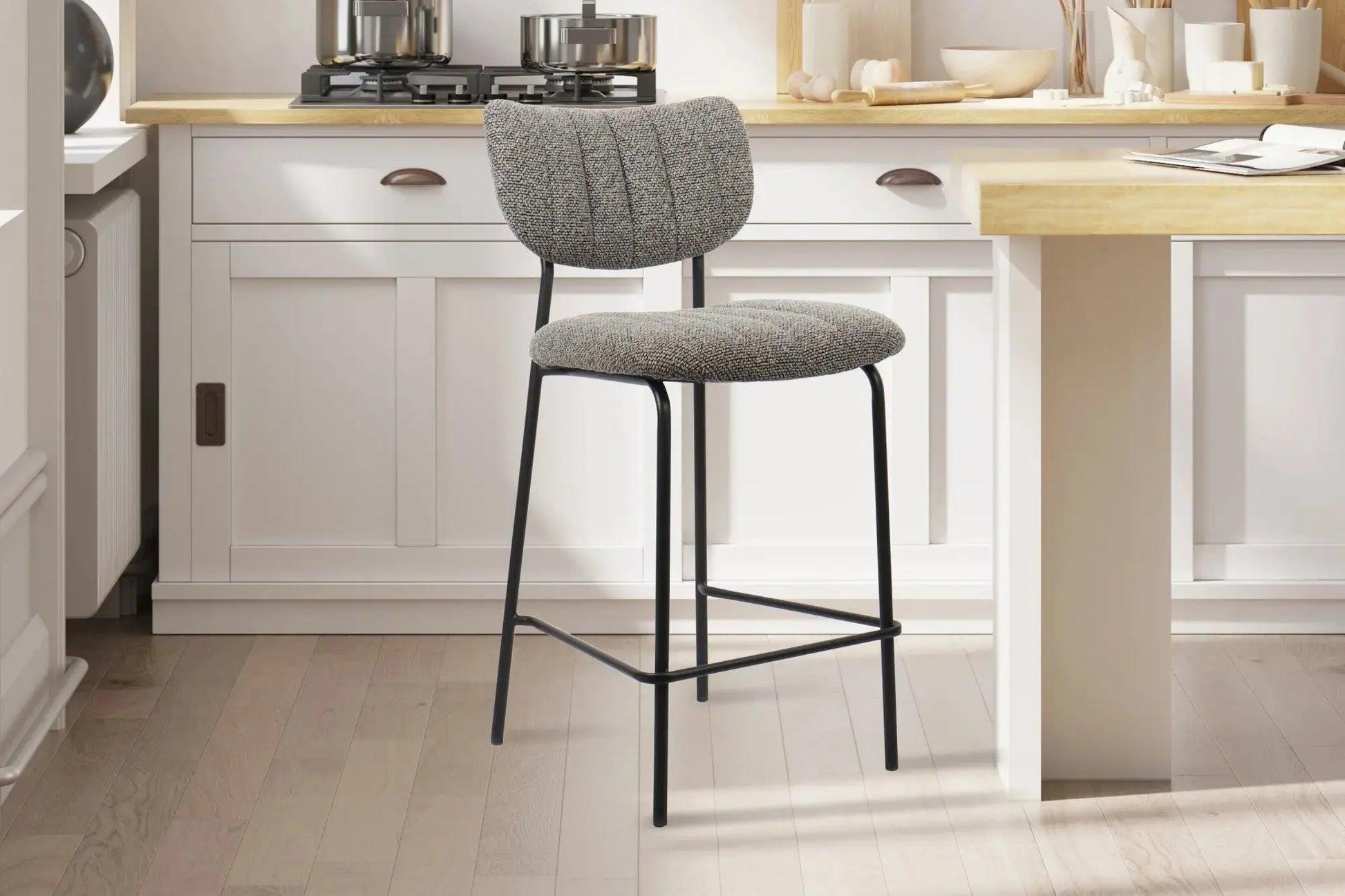 Lot de Chaises de Bar ANITA en Tissu Gris Foncé - 46 x 53 cm ROUSSEAU