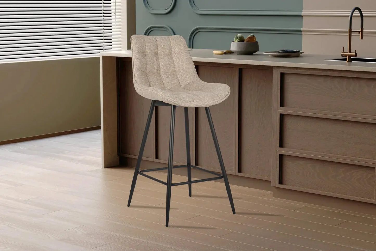 Lot de Chaises de Bar ARIANE en Tissu Beige - 46 x 55 cm ROUSSEAU