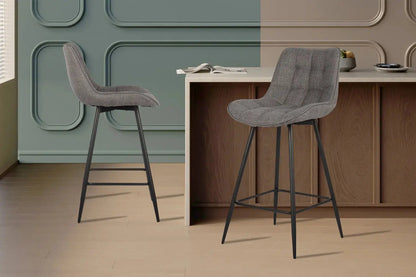 Lot de Chaises de Bar ARIANE en Tissu Gris Clair - 46 x 55 cm ROUSSEAU