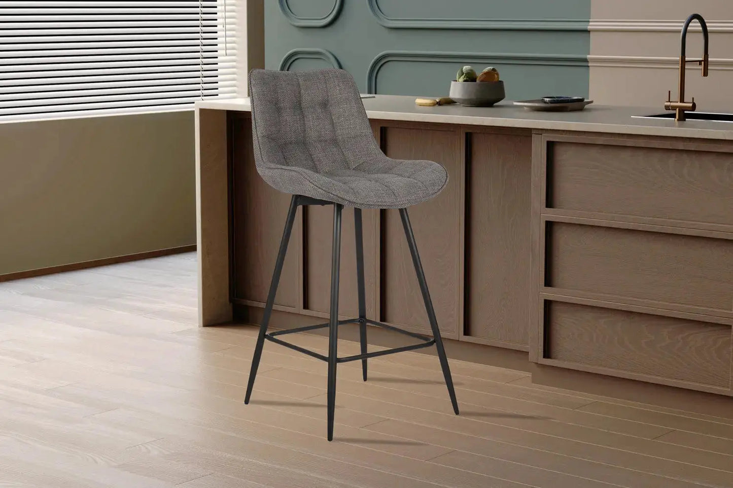 Lot de Chaises de Bar ARIANE en Tissu Gris Clair - 46 x 55 cm ROUSSEAU