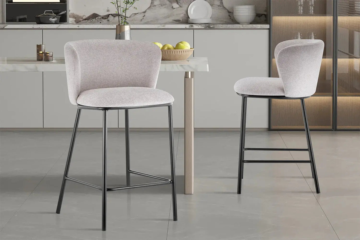 Lot de Chaises de Bar ARTHURO en Tissu Beige - 53 x 50.5 cm ROUSSEAU