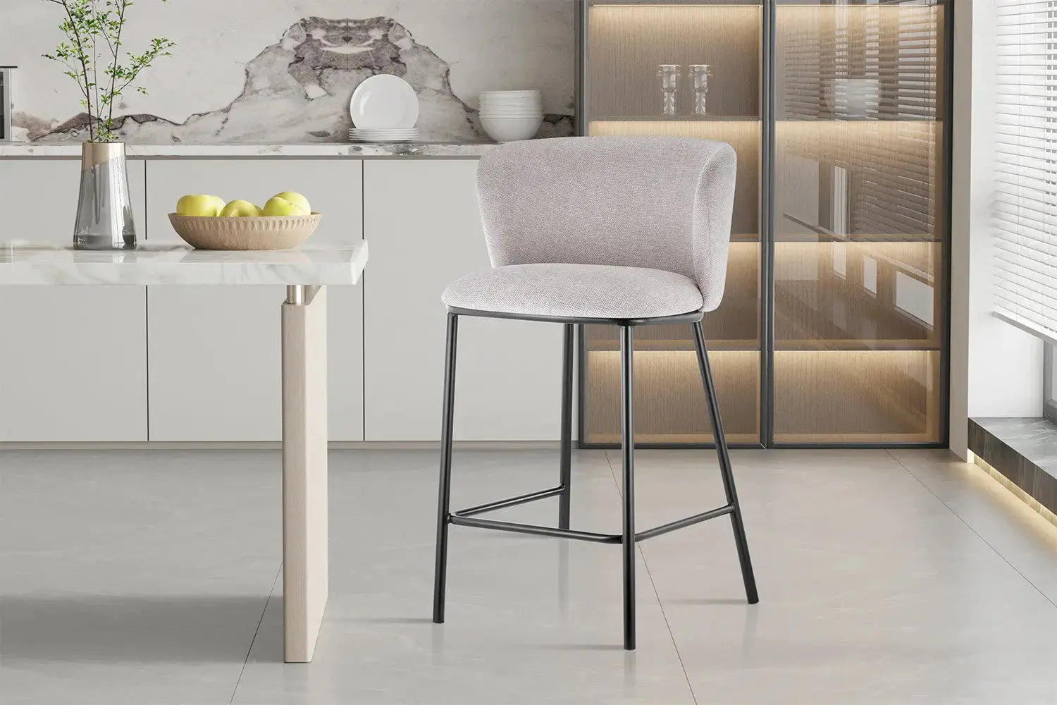 Lot de Chaises de Bar ARTHURO en Tissu Beige - 53 x 50.5 cm ROUSSEAU