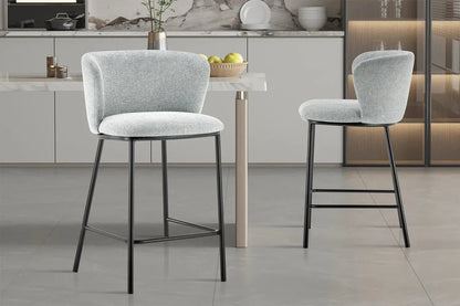 Lot de Chaises de Bar ARTHURO en Tissu Gris Clair - 53 x 50.5 cm ROUSSEAU