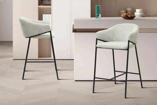 Lot de Chaises de Bar HINAYA en Tissu Gris Clair - 54 x 59 cm ROUSSEAU