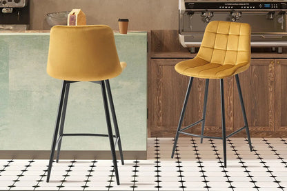 Lot de Chaises de Bar JULIA en Tissu Velours Or - 46 x 36 cm ROUSSEAU