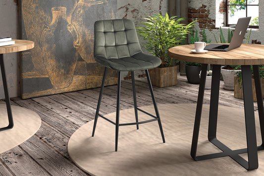 Chaises de Bar JULIA en Tissu Velours Vert - 46 x 36 cm ROUSSEAU
