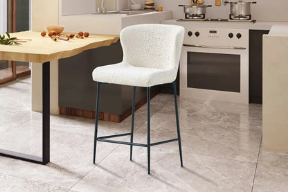 Lot de Chaises de Bar LISE en Tissu Bouclé Écru - 51.5 x 56 cm ROUSSEAU
