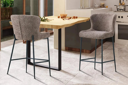 Lot de Chaises de Bar LISE en Tissu Bouclé Sable - 51.5 x 56 cm ROUSSEAU