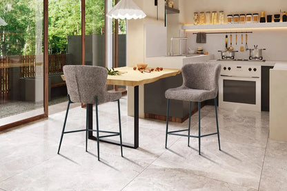 Lot de Chaises de Bar LISE en Tissu Bouclé Sable - 51.5 x 56 cm ROUSSEAU