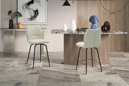 Lot de Chaises de Bar LYARA en Tissu Écru - 48 x 56 cm ROUSSEAU