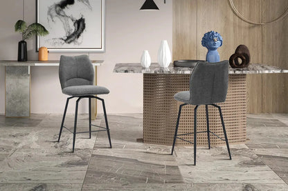Lot de Chaises de Bar LYARA en Tissu Gris Foncé - 48 x 56 cm ROUSSEAU