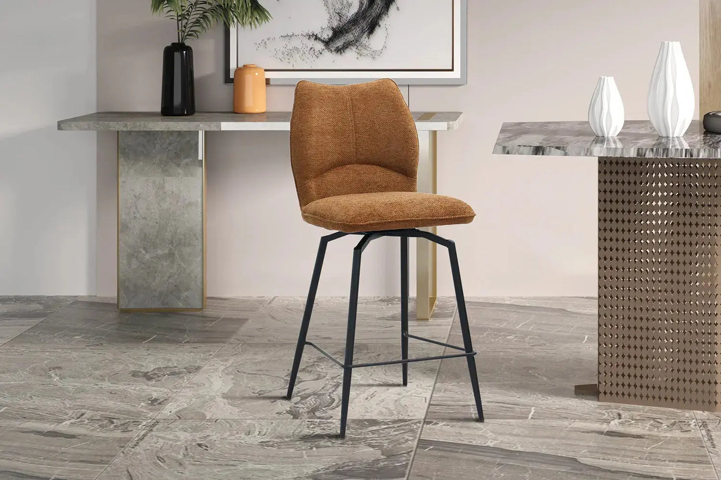 Lot de Chaises de Bar LYARA en Tissu Rouille - 48 x 56 cm ROUSSEAU