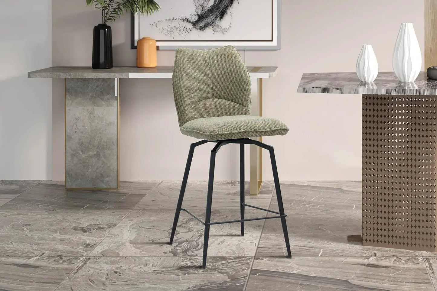 Lot de Chaises de Bar LYARA en Tissu Sable - 48 x 56 cm ROUSSEAU