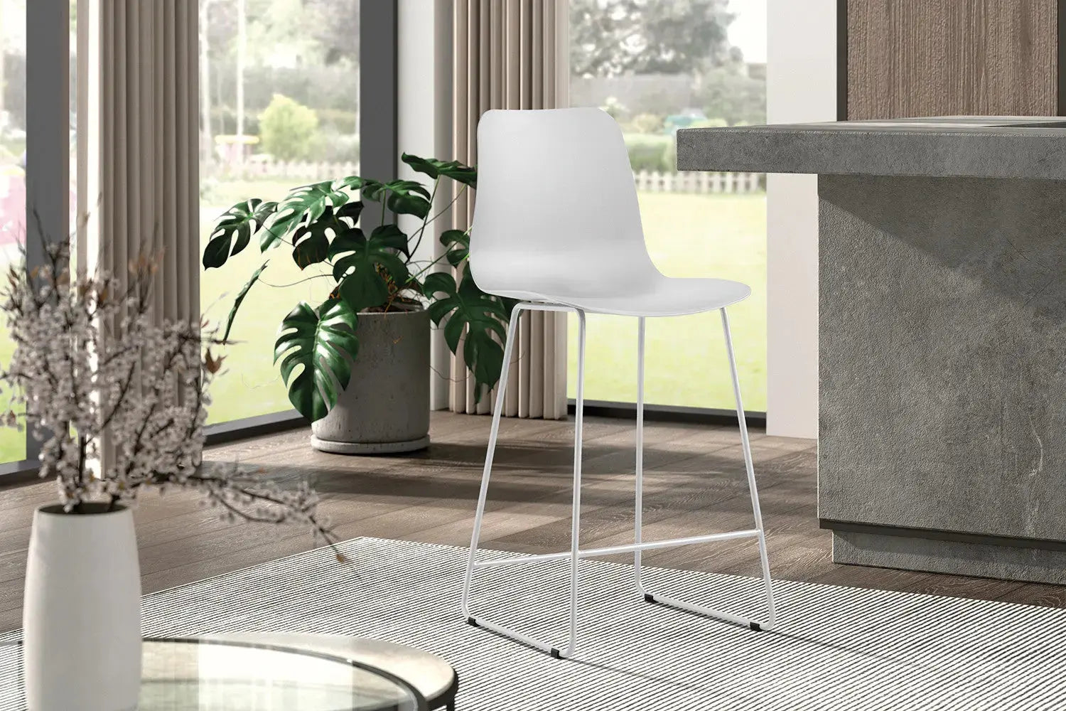Lot de Chaises de Bar MARYA en PP Blanc - 51 x 44 cm ROUSSEAU