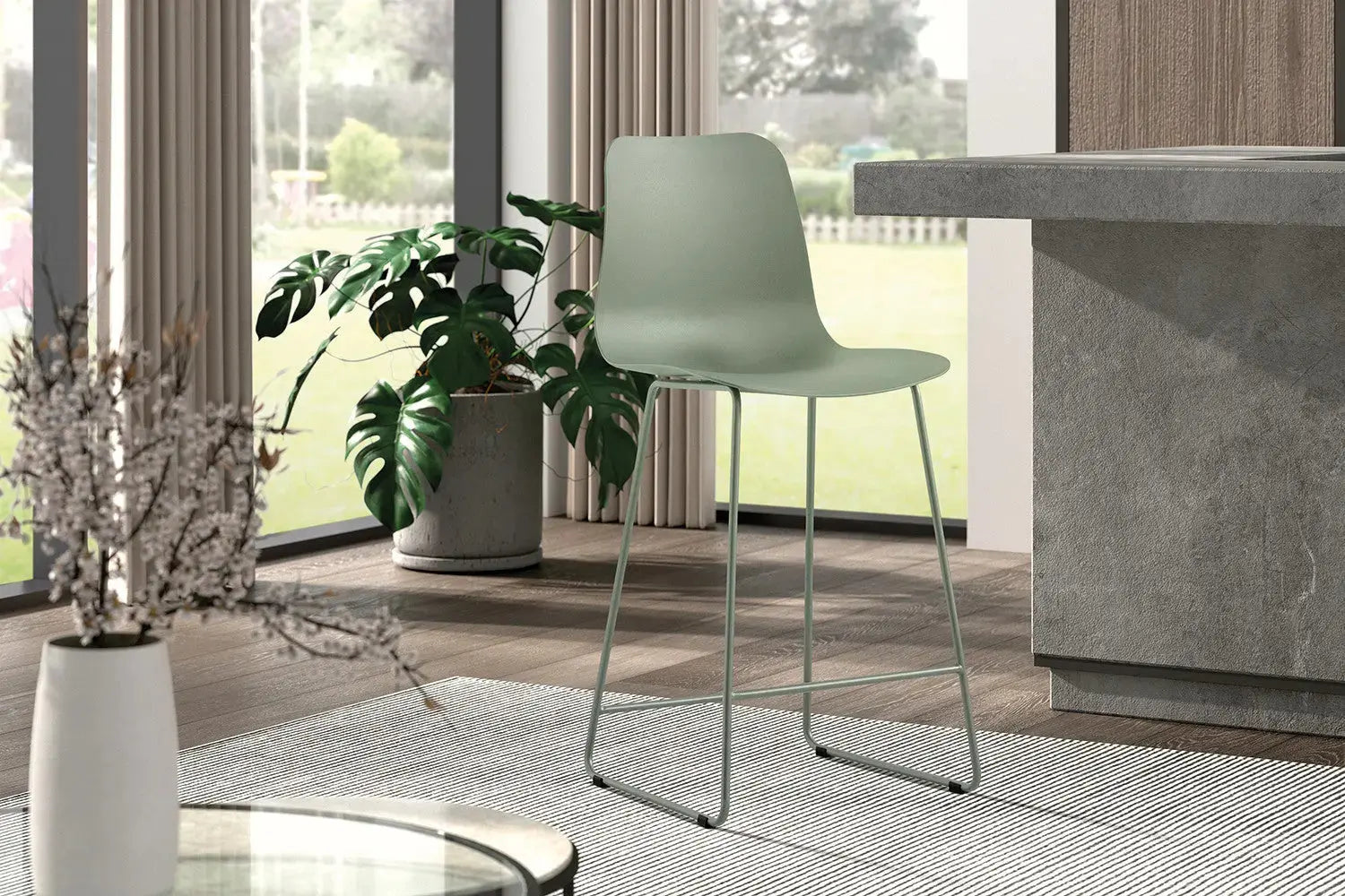 Lot de Chaises de Bar MARYA en PP Gris Vert - 51 x 44 cm ROUSSEAU