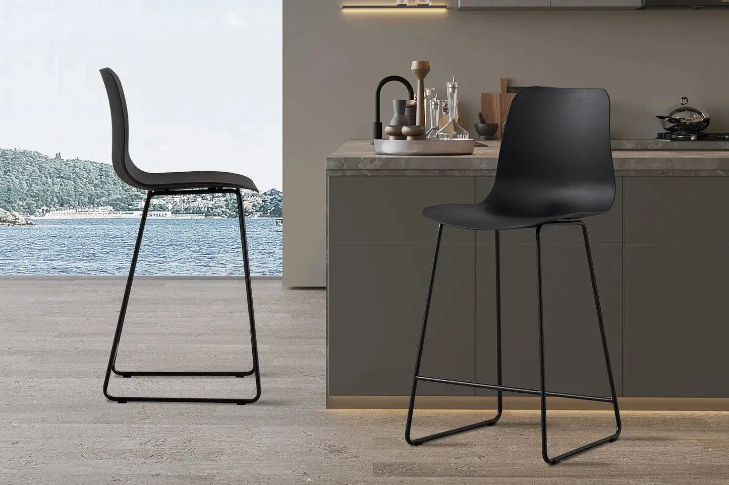 Lot de Chaises de Bar MARYA en PP Noir - 51 x 44 cm ROUSSEAU