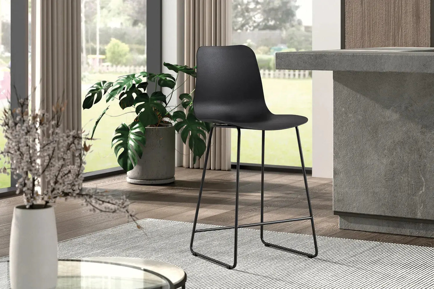 Lot de Chaises de Bar MARYA en PP Noir - 51 x 44 cm ROUSSEAU