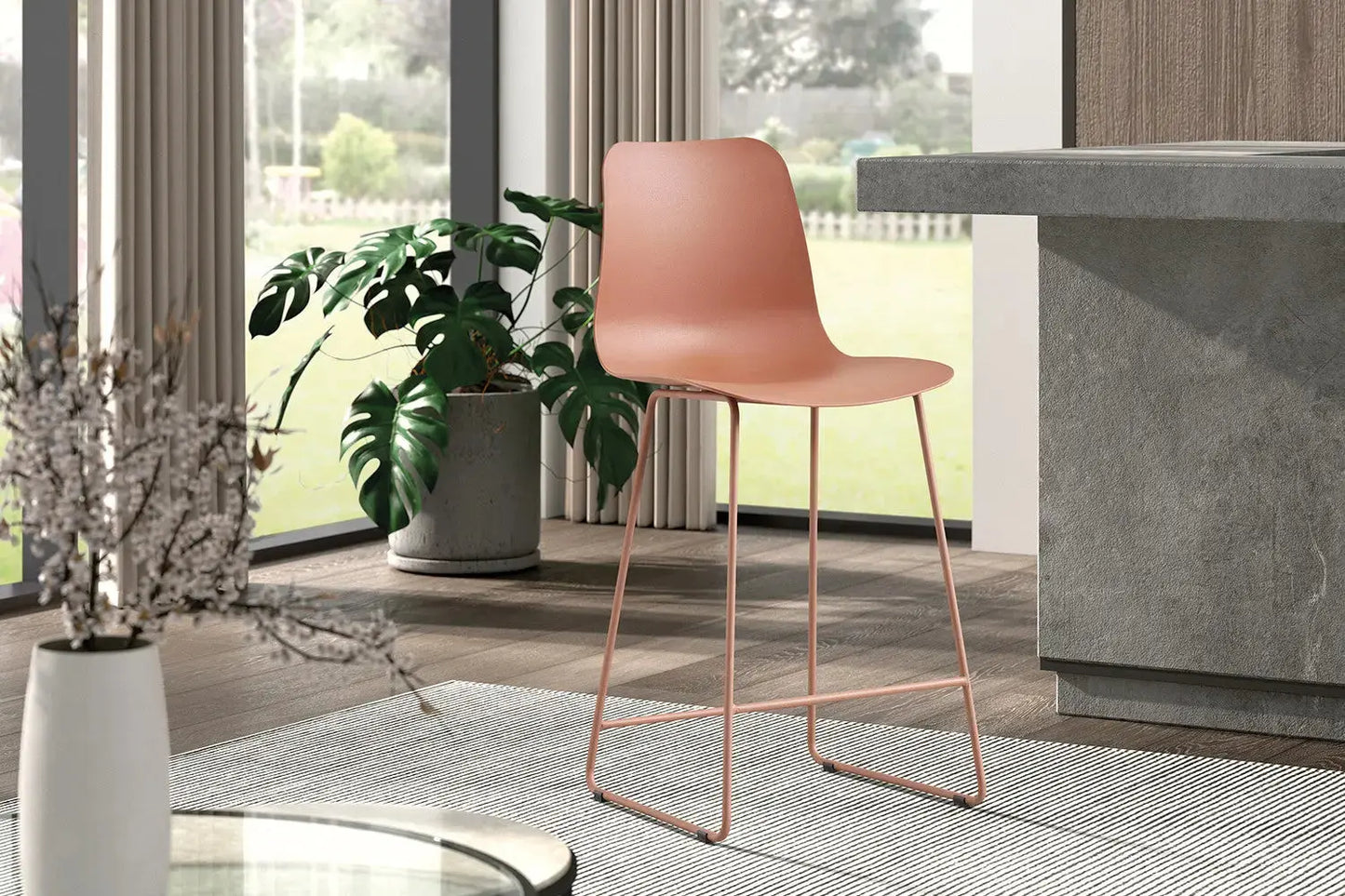Lot de Chaises de Bar MARYA en PP Terracotta - 51 x 44 cm ROUSSEAU