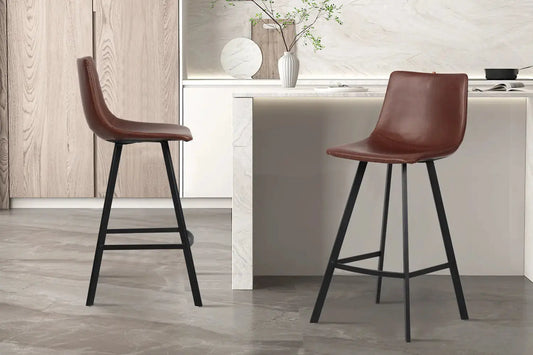 Lot de Chaises de Bar OZAYA en PU Brun - 45 x 49 cm ROUSSEAU
