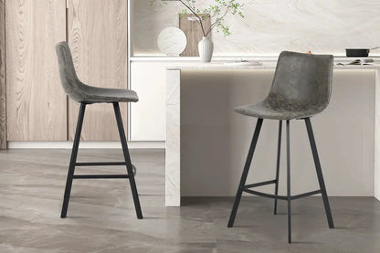 Lot de Chaises de Bar OZAYA en PU Gris - 45 x 49 cm ROUSSEAU