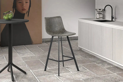Lot de Chaises de Bar OZAYA en PU Gris - 45 x 49 cm ROUSSEAU