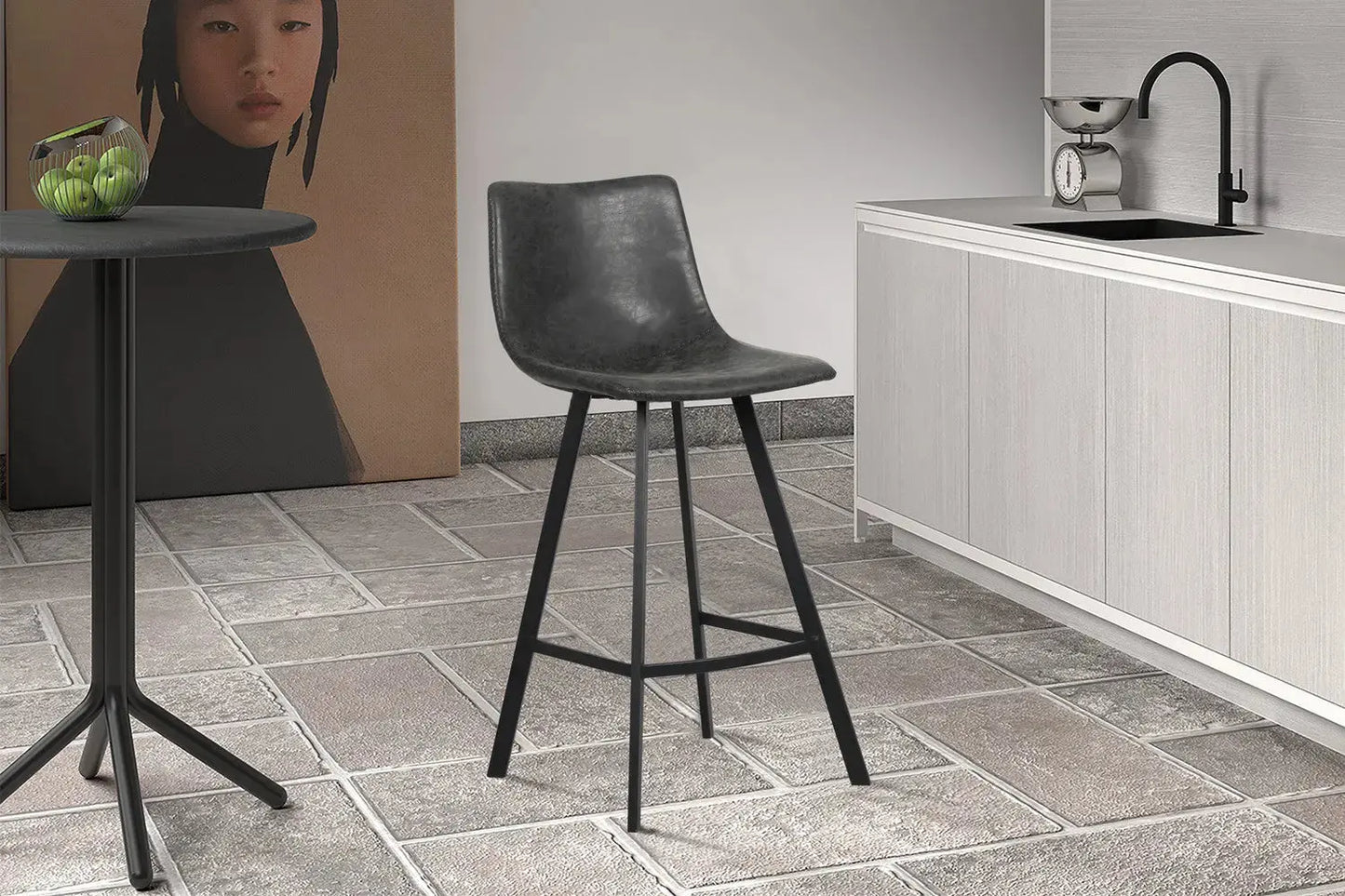Lot de Chaises de Bar OZAYA en PU Noir - 45 x 49 cm ROUSSEAU