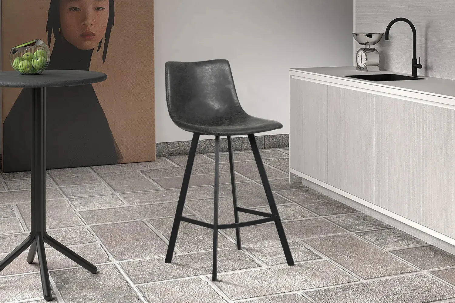 Lot de Chaises de Bar OZAYA en PU Noir - 45 x 49 cm ROUSSEAU