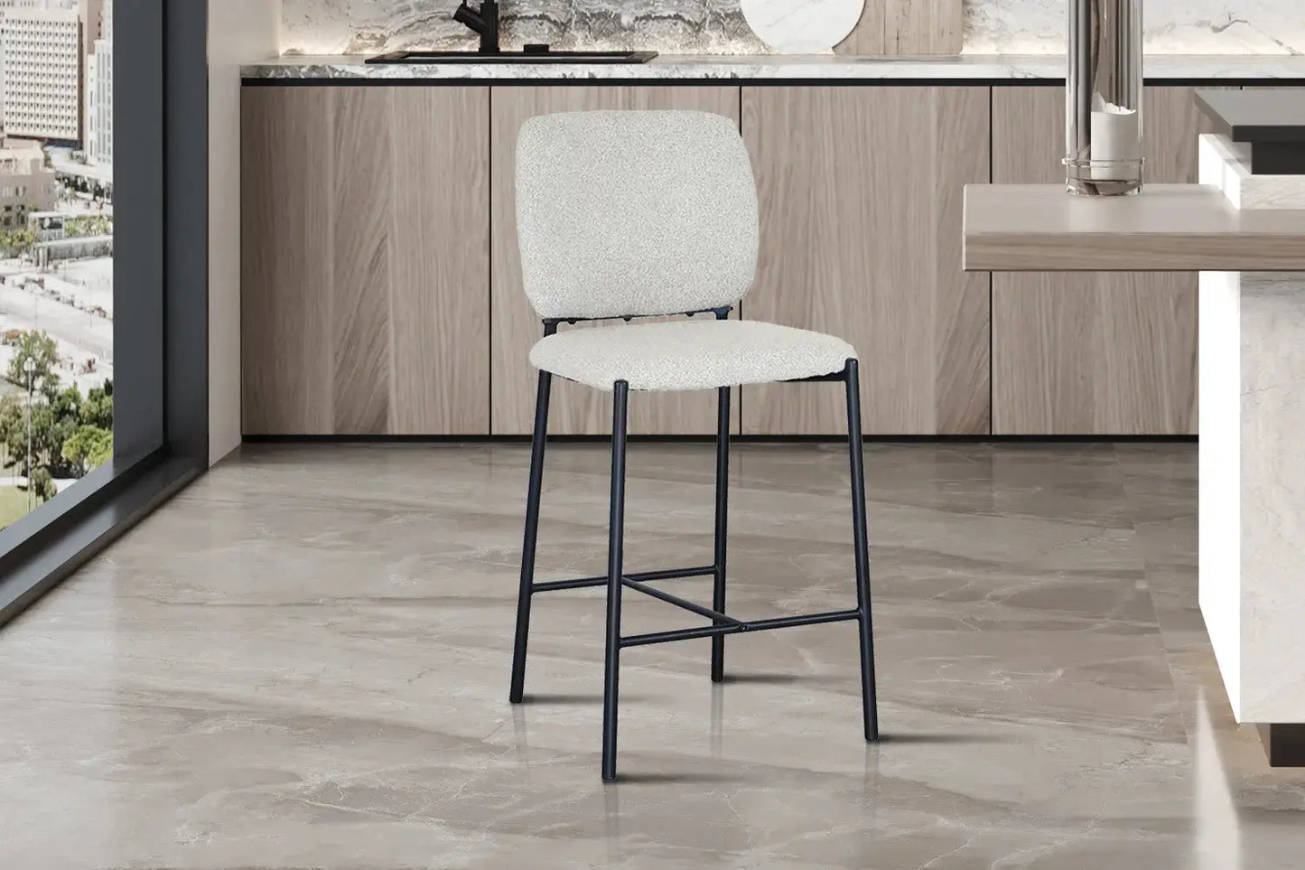 Lot de Chaises de Bar SOPHYA en Tissu Beige - 47 x 56 cm ROUSSEAU
