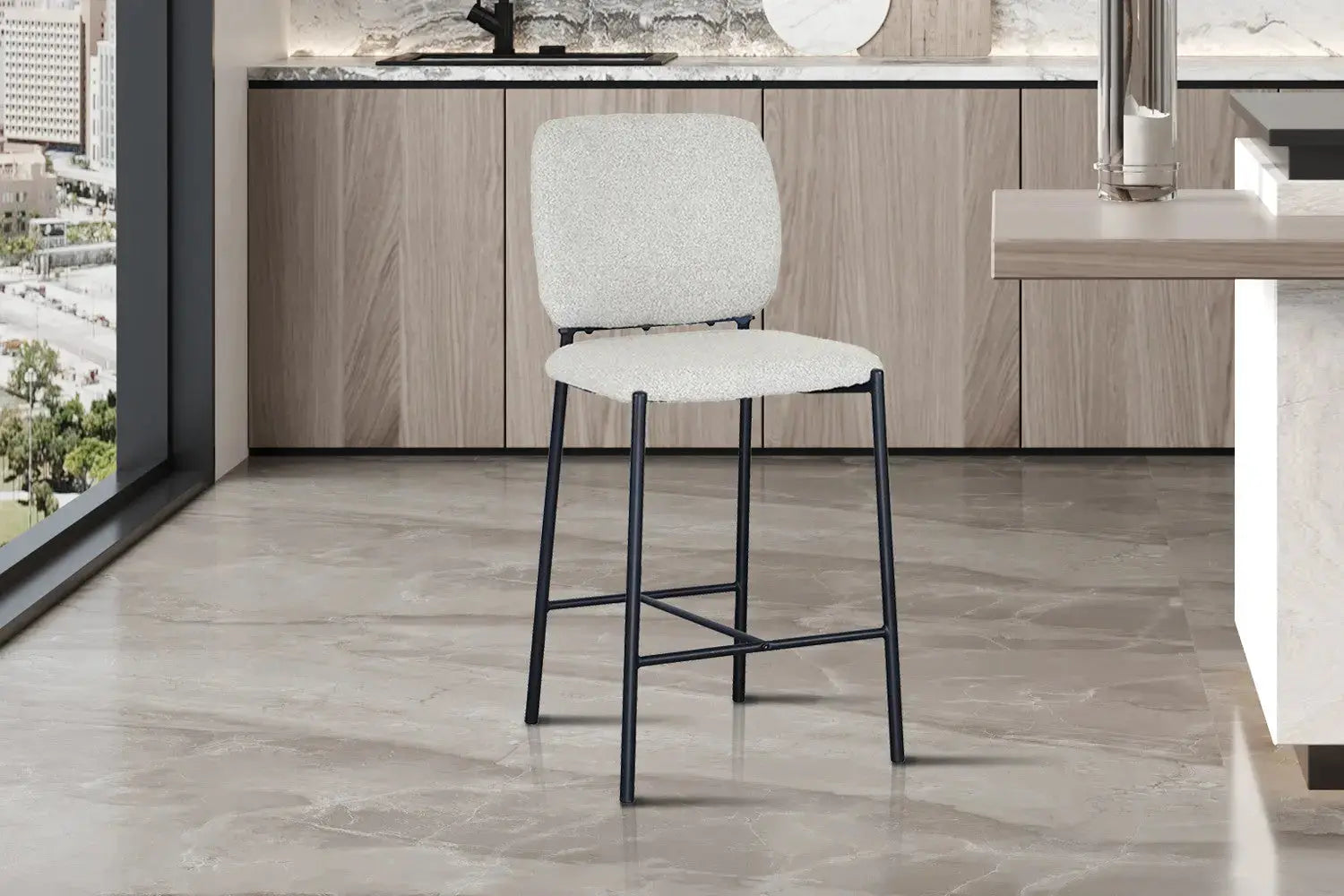 Lot de Chaises de Bar SOPHYA en Tissu Beige - 47 x 56 cm ROUSSEAU