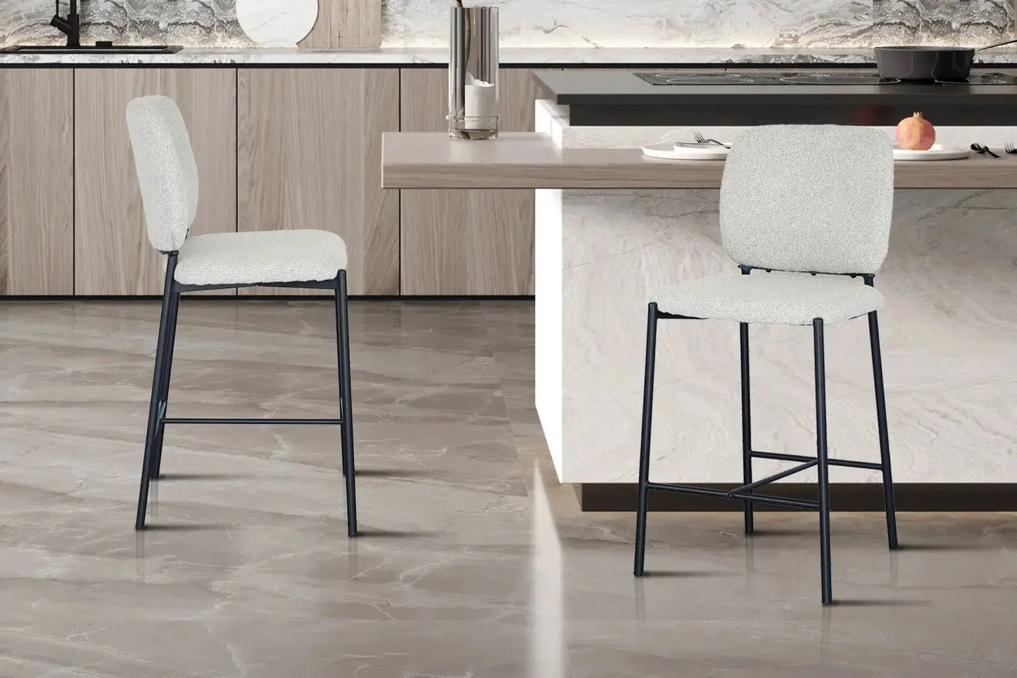 Lot de Chaises de Bar SOPHYA en Tissu Beige - 47 x 56 cm ROUSSEAU