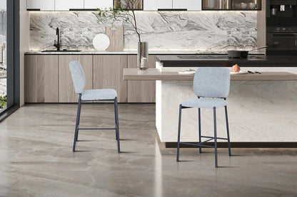 Lot de Chaises de Bar SOPHYA en Tissu Gris Clair - 47 x 56 cm ROUSSEAU